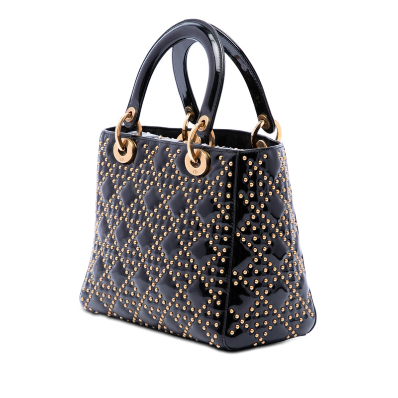 Medium Patent Cannage Studded Supple Lady Dior - Image 2