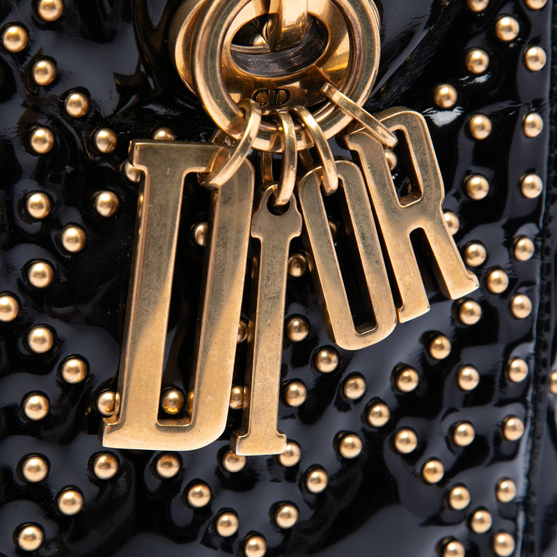 Medium Patent Cannage Studded Supple Lady Dior - Image 5