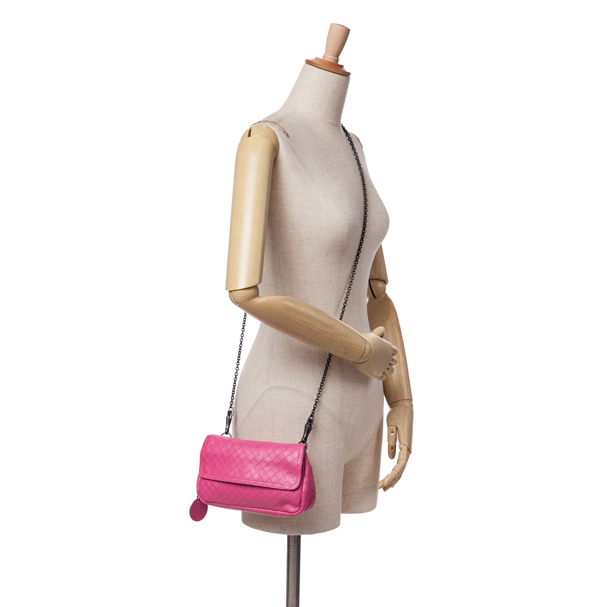 Small Calfskin Intrecciomirage Embossed Butterfly Chain Crossbody - Image 13