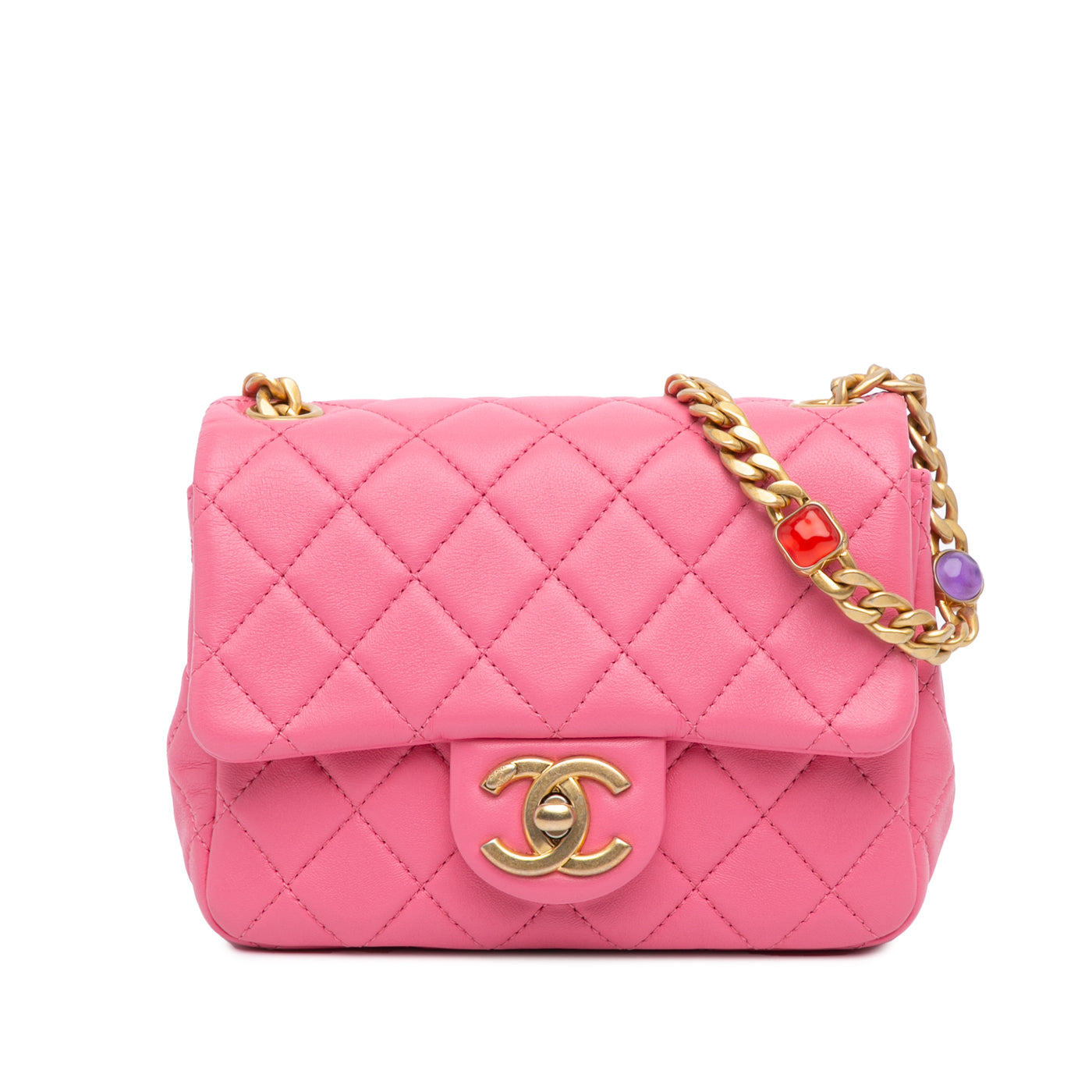 Mini Square Lambskin Pearl Samba Flap - Image 1