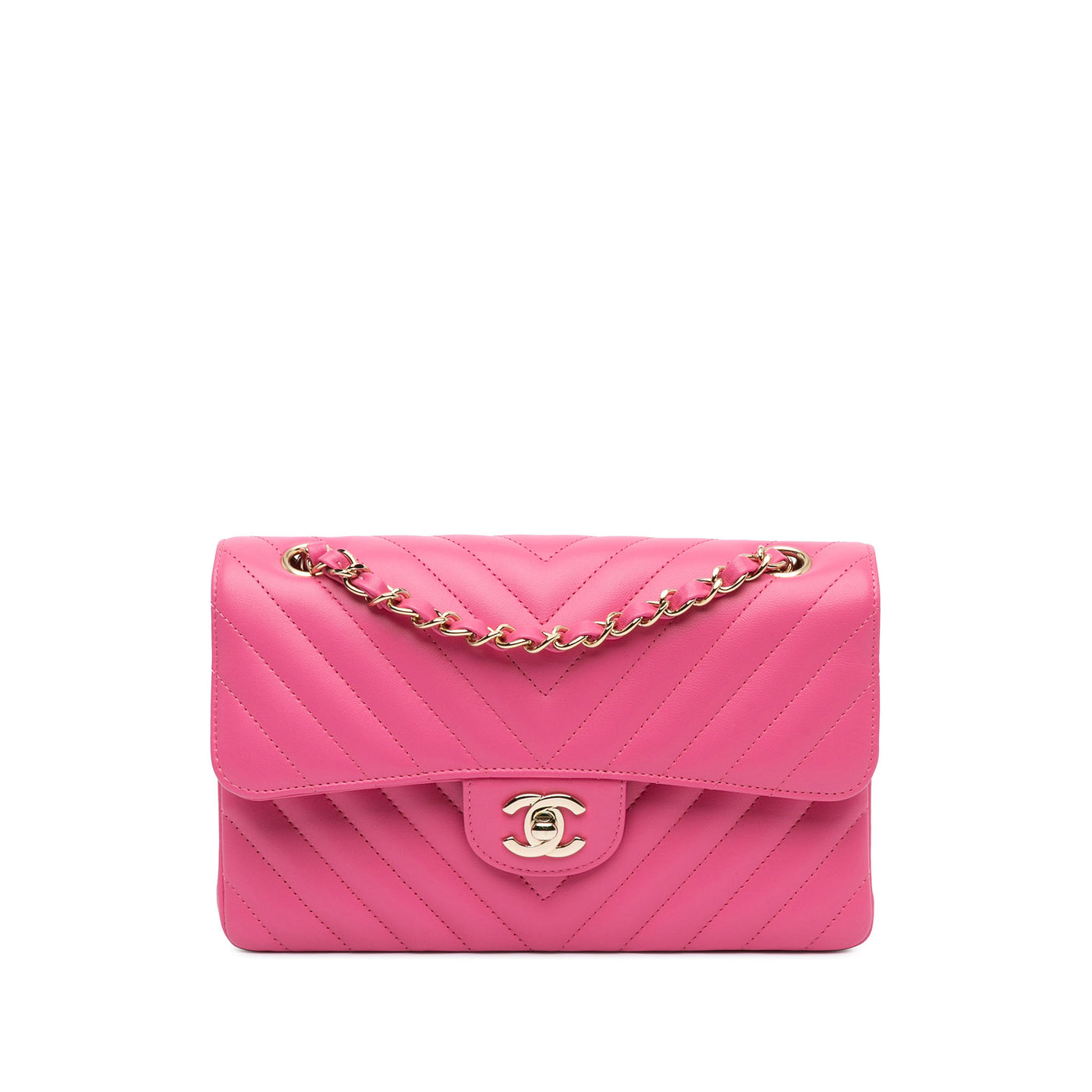 Small Classic Chevron Lambskin Double Flap - Image 1