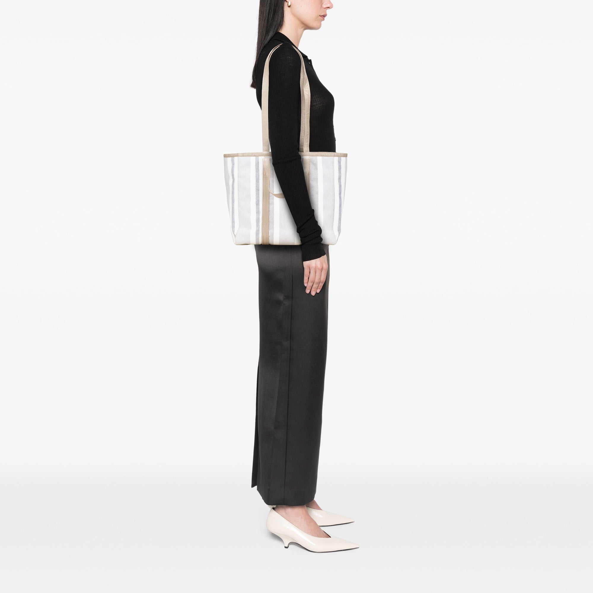 Medium Woven Calfskin Barbes East West Shopper Bag - Image 11