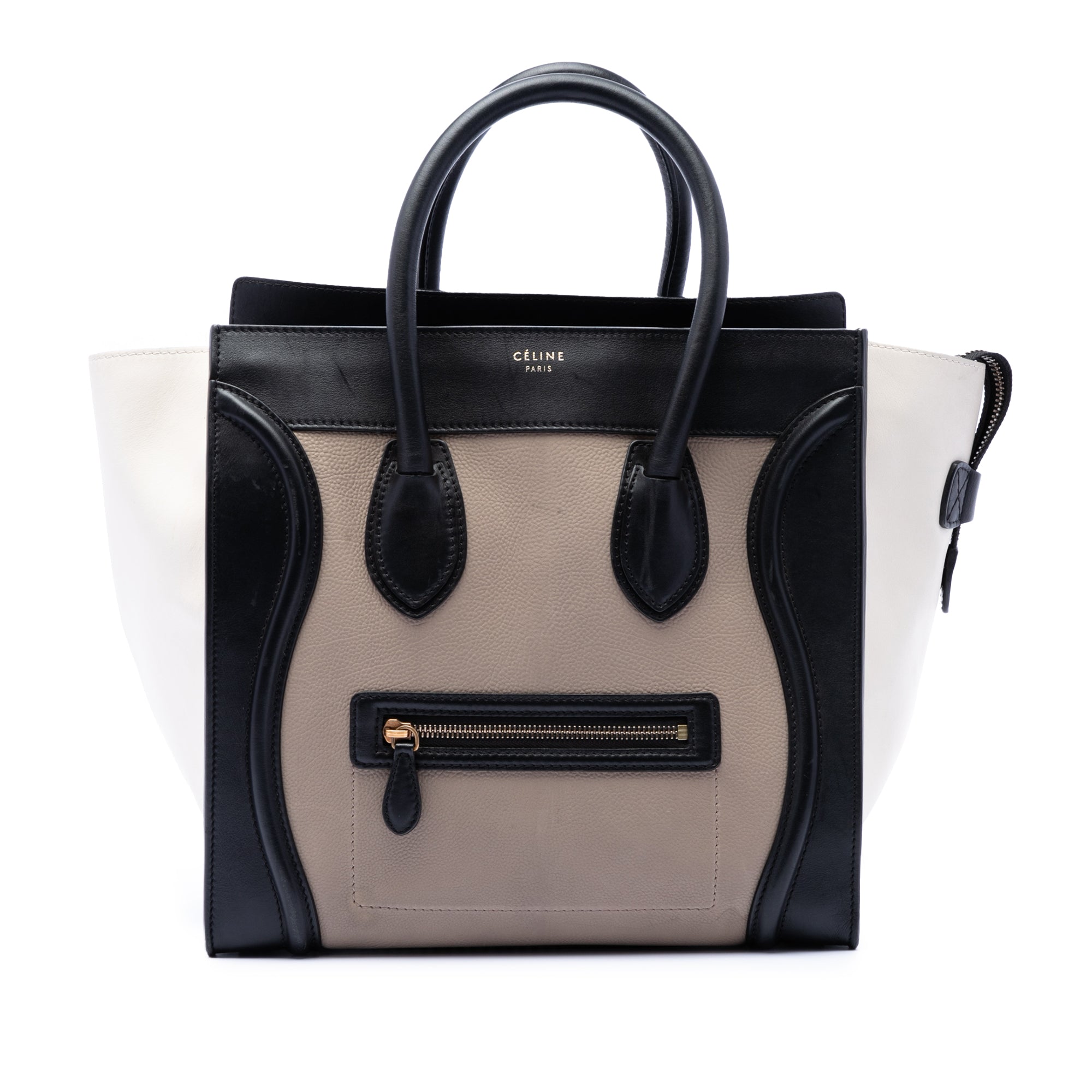 Mini Tricolor Leather Luggage Tote - Image 1