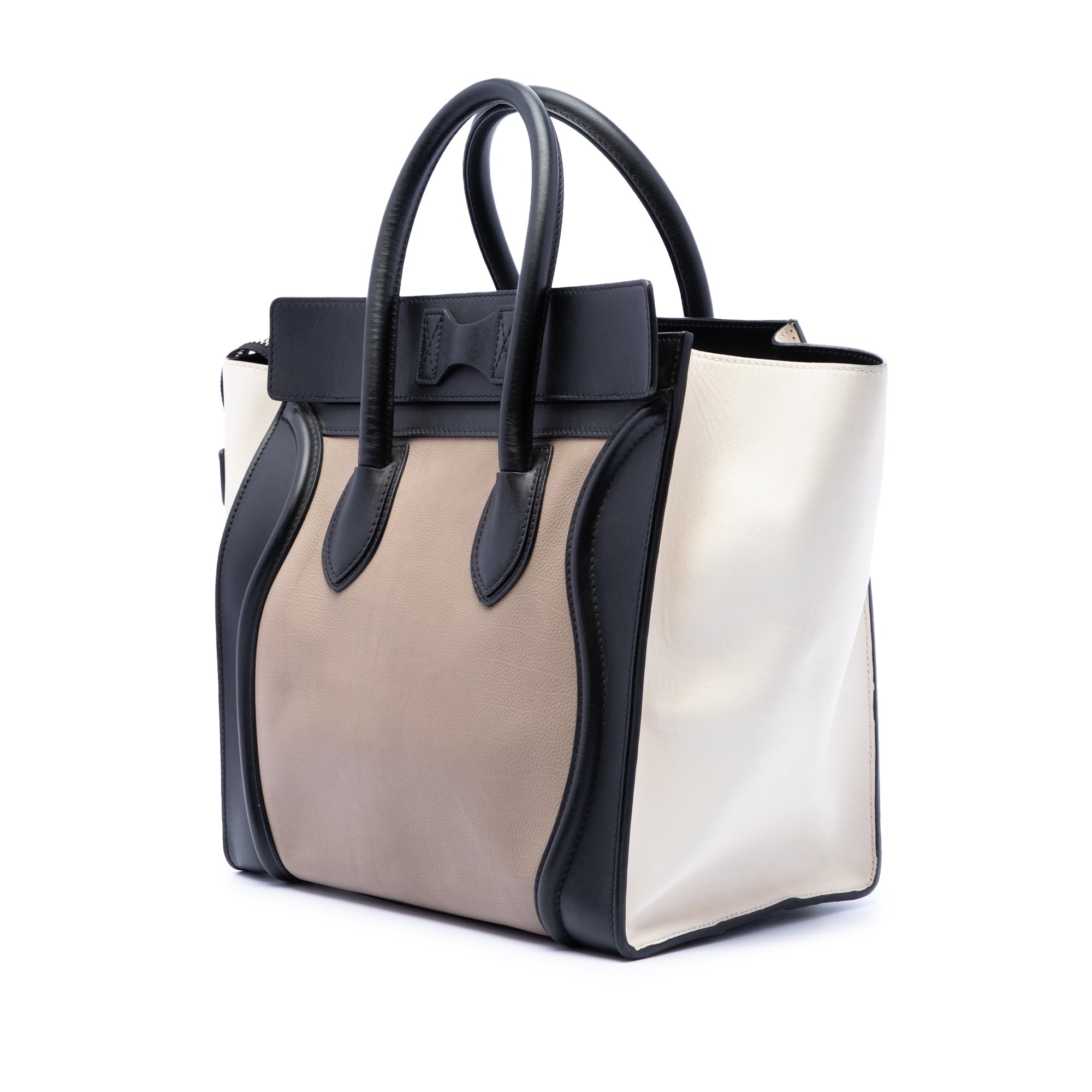 Mini Tricolor Leather Luggage Tote - Image 2