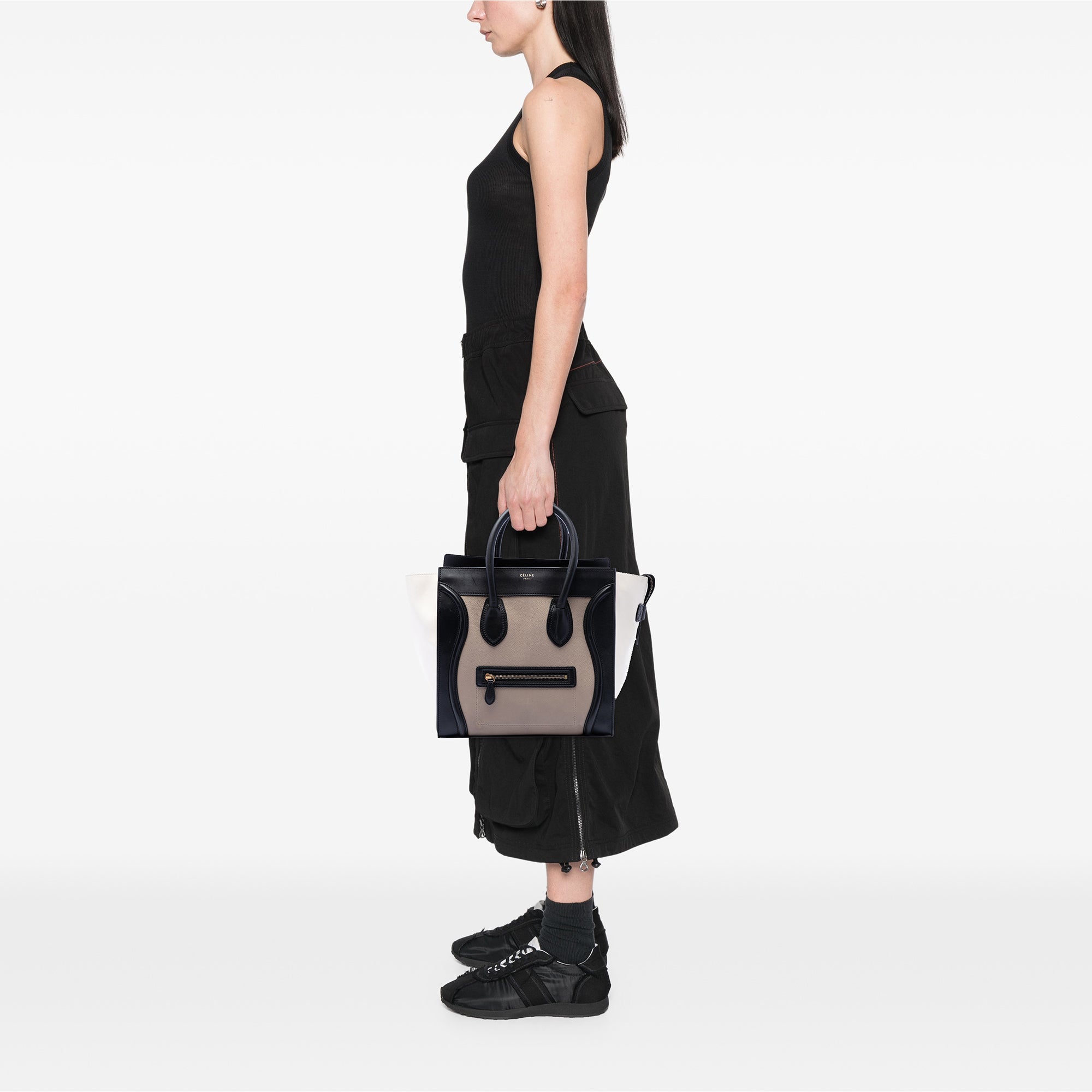 Mini Tricolor Leather Luggage Tote - Image 6