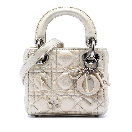 Micro Metallic Crinkled Calfskin Lucky Dior Cannage Lady Dior - Image 1