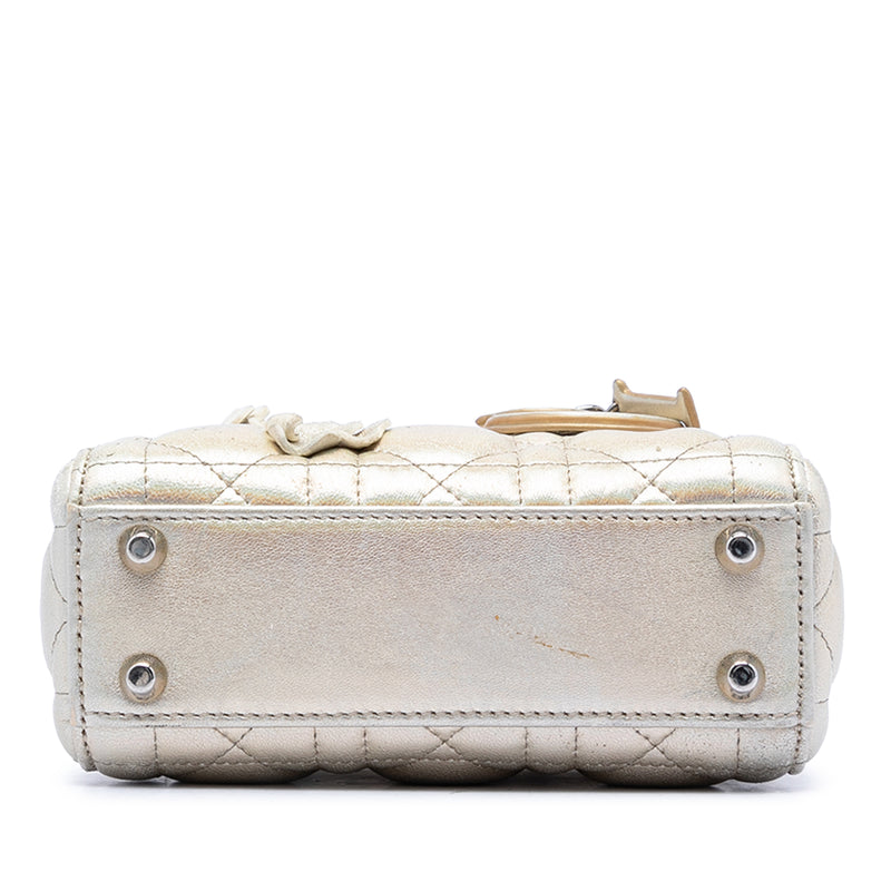 Micro Metallic Crinkled Calfskin Lucky Dior Cannage Lady Dior - Image 3