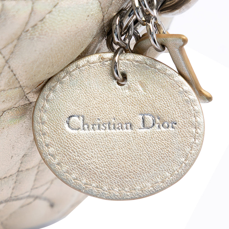 Micro Metallic Crinkled Calfskin Lucky Dior Cannage Lady Dior - Image 5