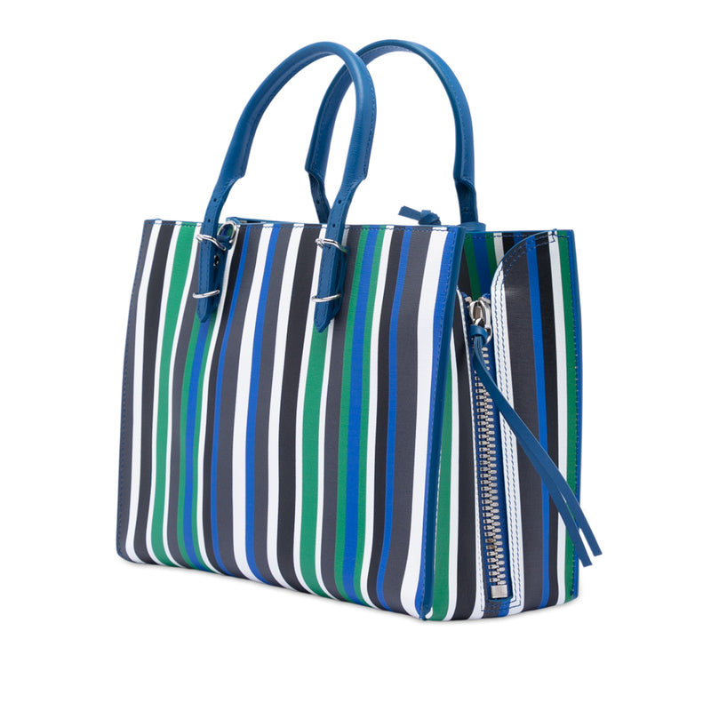 Mini Leather Striped Papier A6 Zip Around Satchel - Image 2