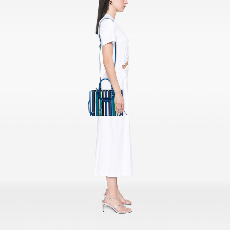 Mini Leather Striped Papier A6 Zip Around Satchel - Image 7