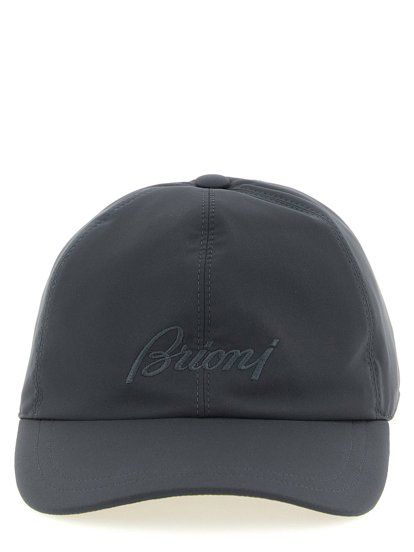 Brioni Tone-On-Tone Embroidered Logo Baseball Cap — Gray Caps
