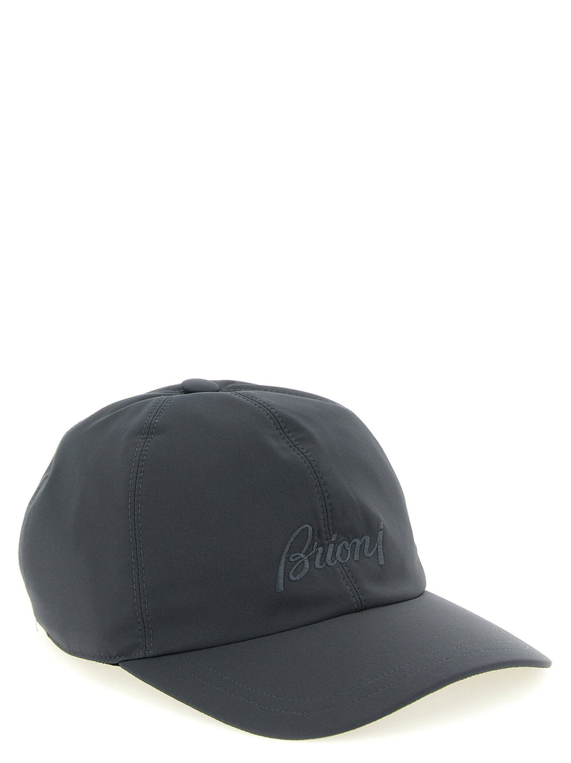 Brioni Tone-On-Tone Embroidered Logo Baseball Cap — Gray Caps