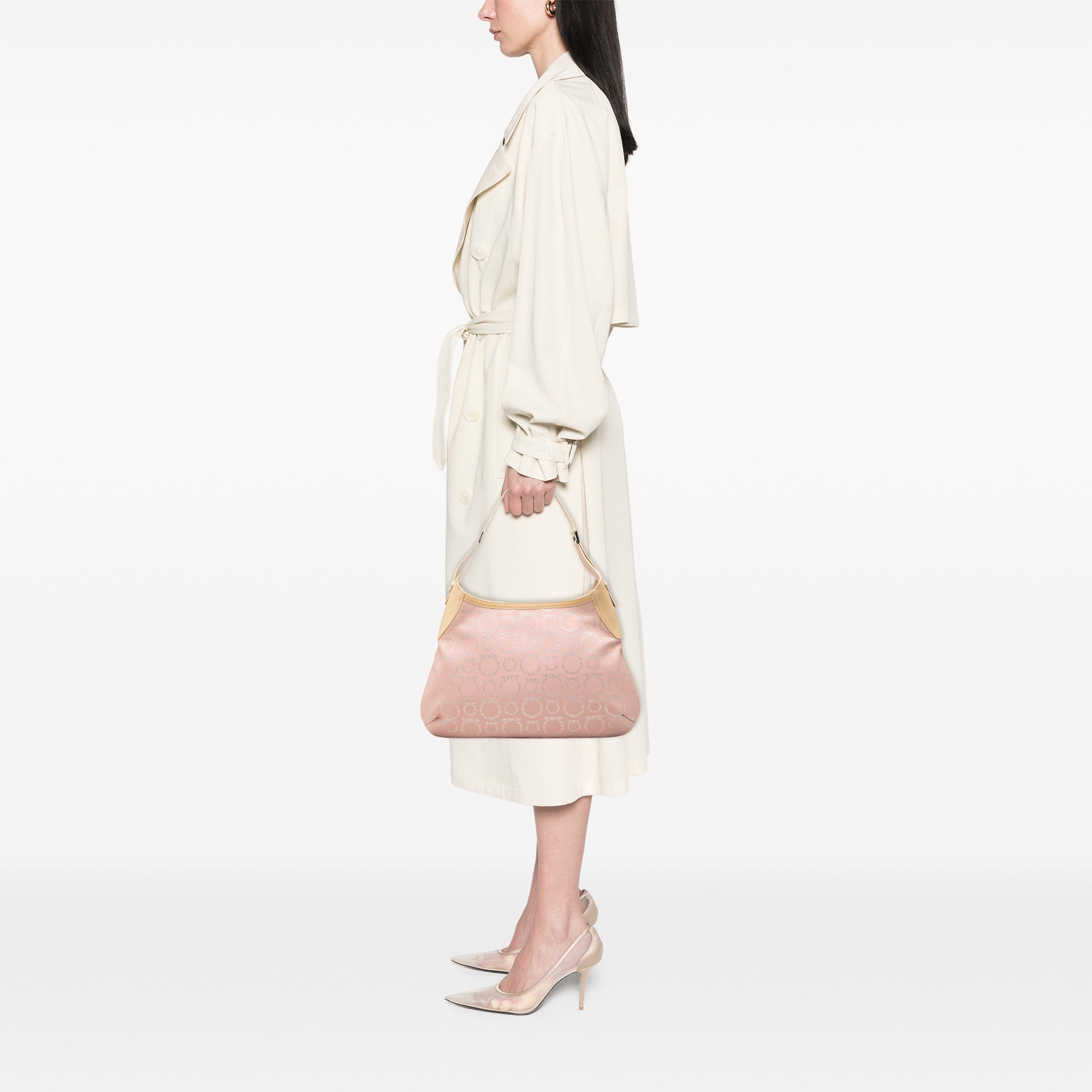 Gancini Coated Canvas Hobo - Image 8