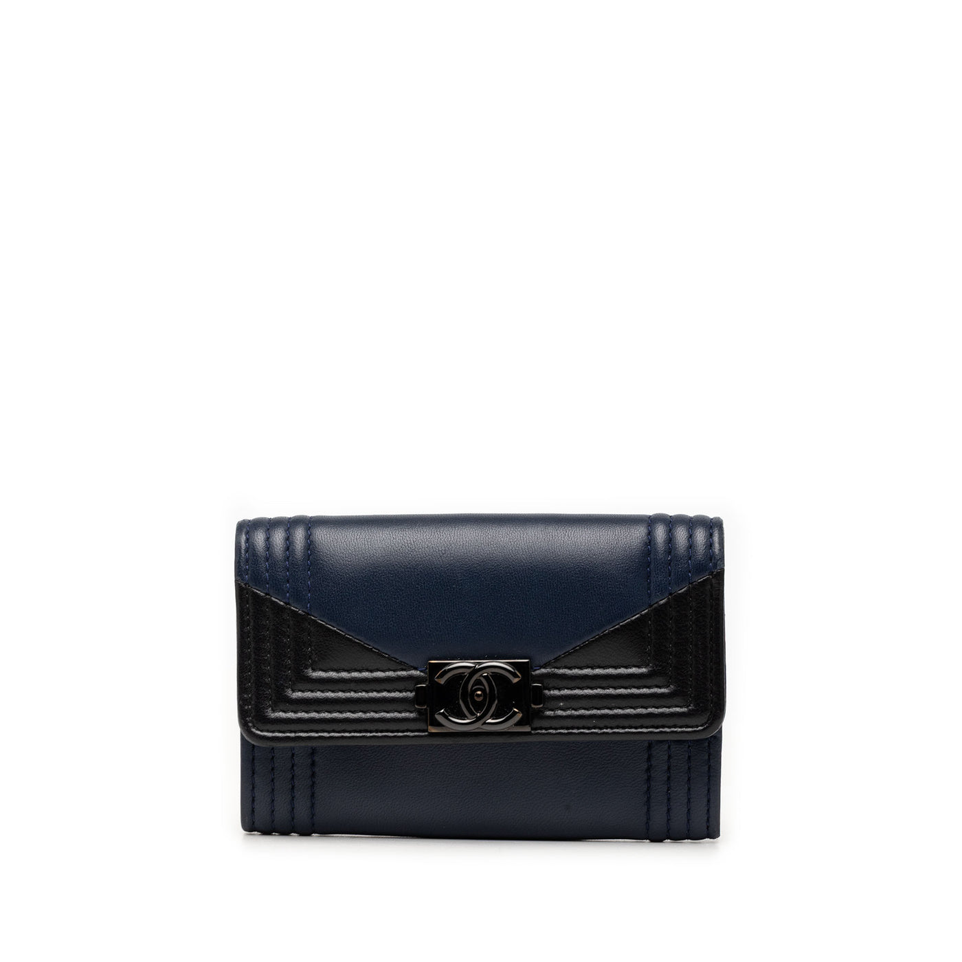 Bicolor Lambskin Boy Flap Card Holder - Image 1