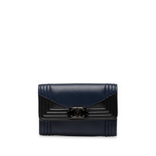 Bicolor Lambskin Boy Flap Card Holder - Image 1