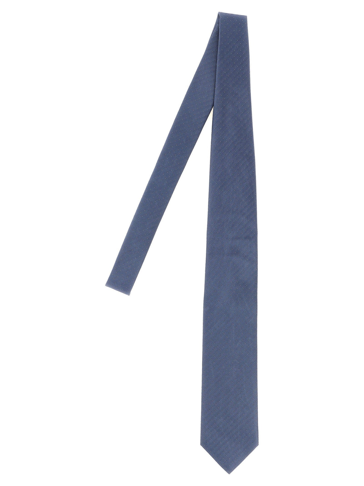 Brioni Silk Jacquard Micro-Polka Dot Necktie — Blue Pure Neckties