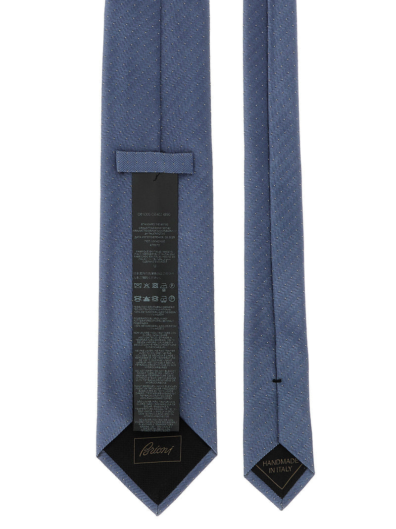 Brioni Silk Jacquard Micro-Polka Dot Necktie — Blue Pure Neckties