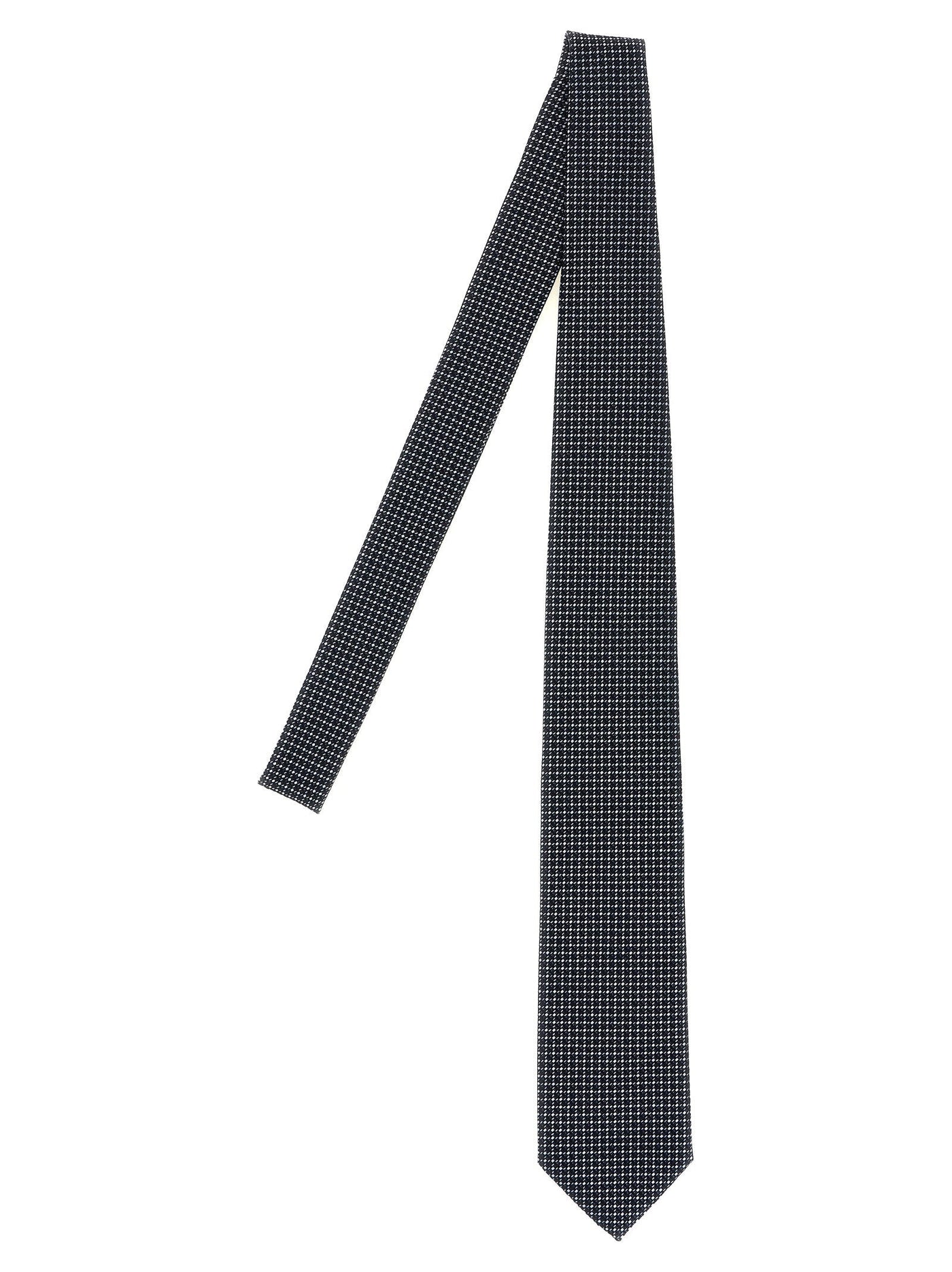 Brioni Jacquard Silk Micro-Geometric Necktie — Navy Pure Neckties