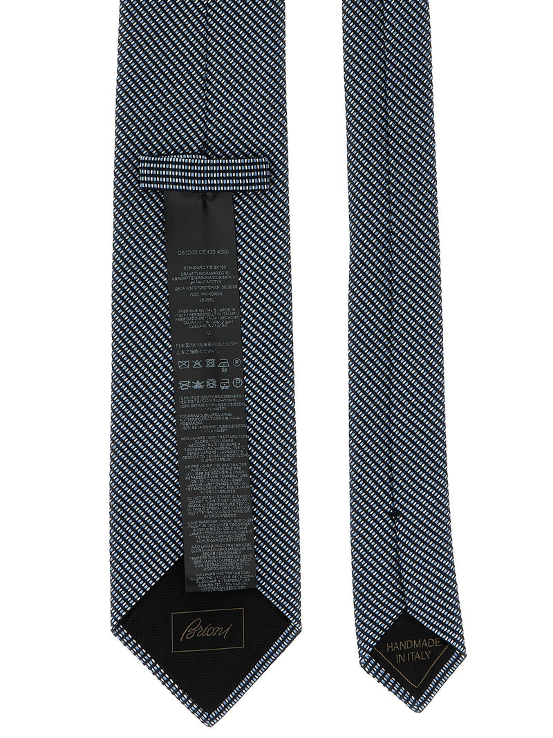 Brioni Jacquard Silk Necktie — Navy Pure Neckties