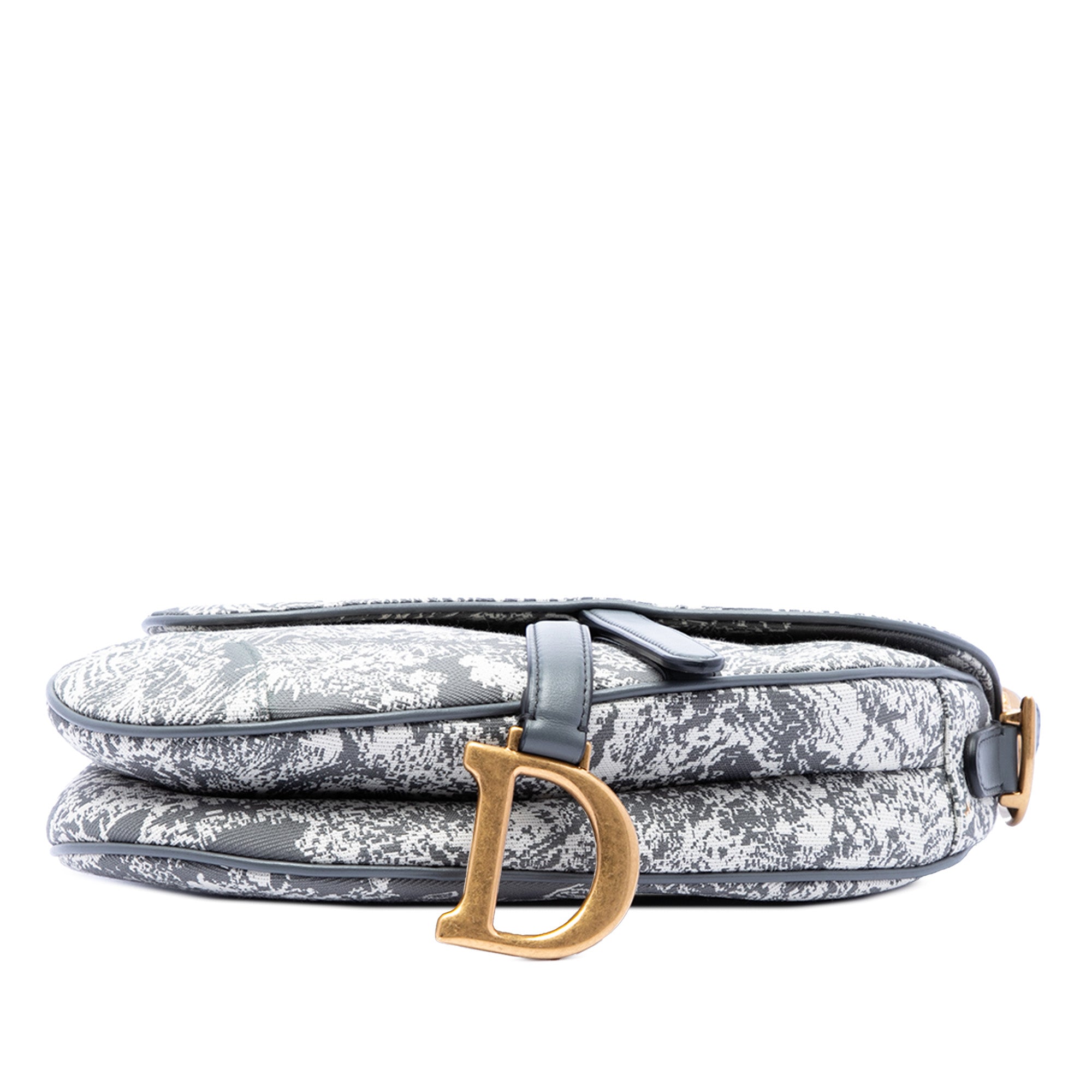 Canvas Embroidered Reverse Toile De Jouy Saddle Bag - Image 3