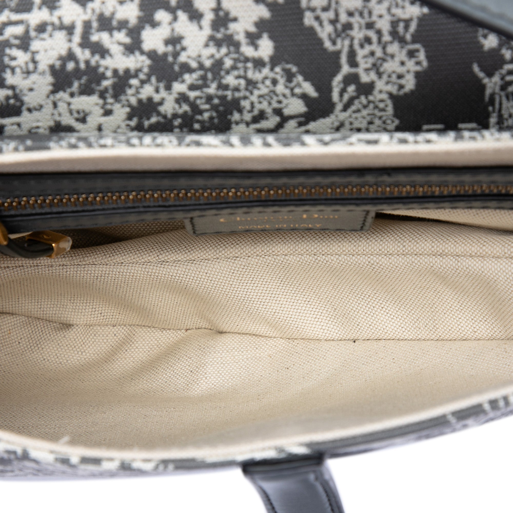 Canvas Embroidered Reverse Toile De Jouy Saddle Bag - Image 4