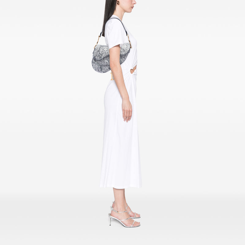 Canvas Embroidered Reverse Toile De Jouy Saddle Bag - Image 6