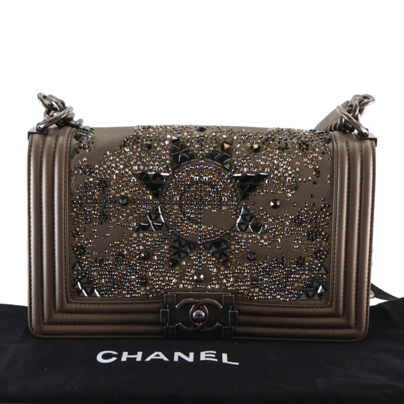 Old Medium Metallic Goatskin Crystal Boy Flap - Image 15