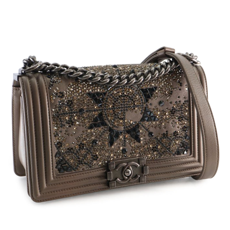 Old Medium Metallic Goatskin Crystal Boy Flap - Image 8