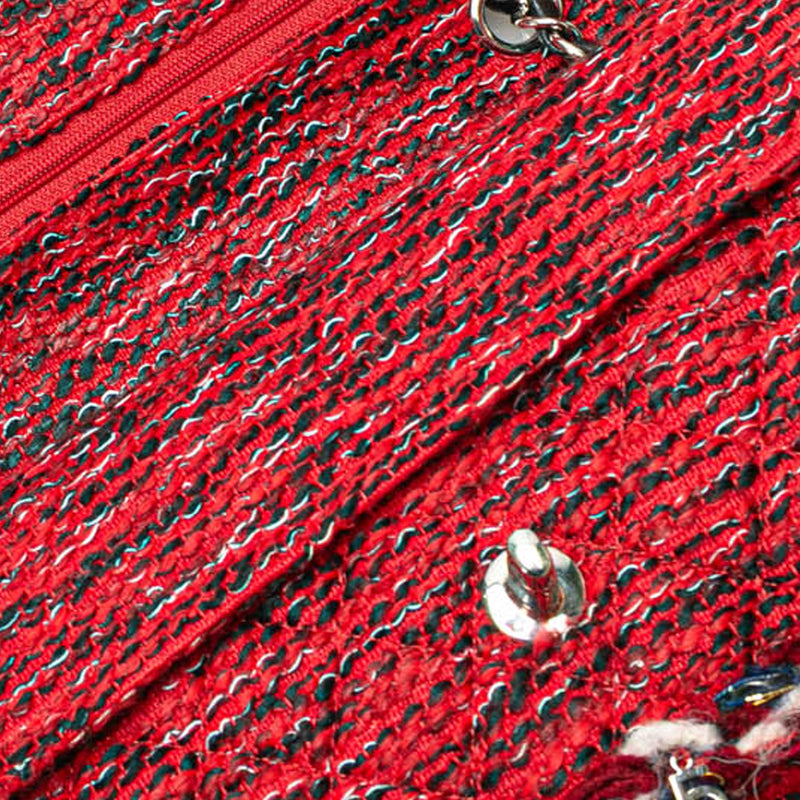 Medium Tweed Braided Charms Double Flap - Image 11