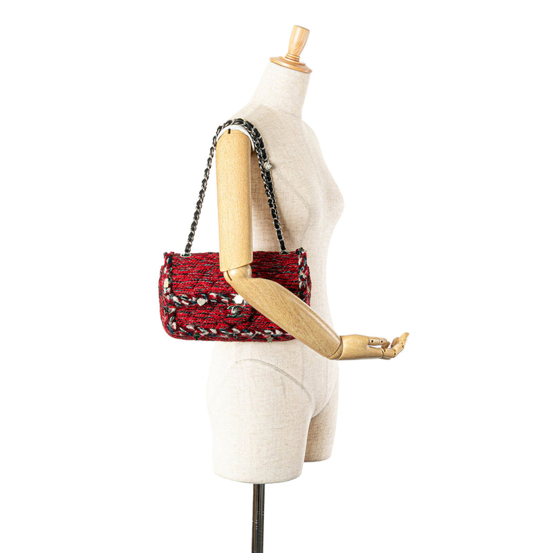 Medium Tweed Braided Charms Double Flap - Image 12
