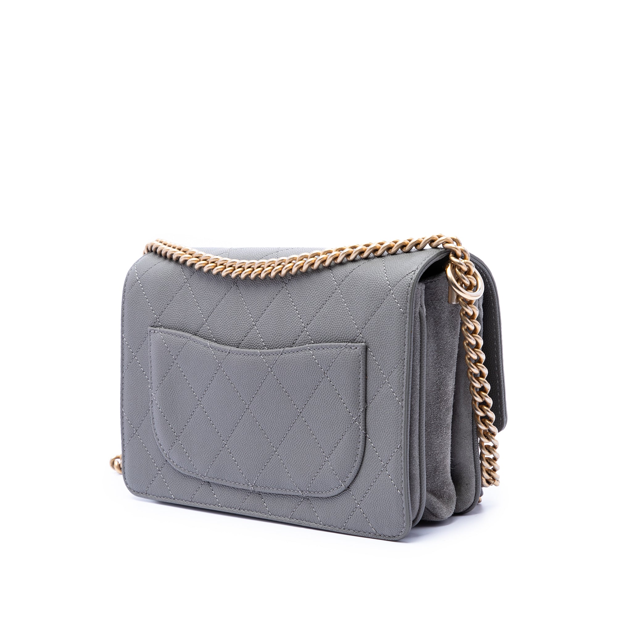 Small CC Stitched Caviar and Suede Lady Coco Flap - Image 2