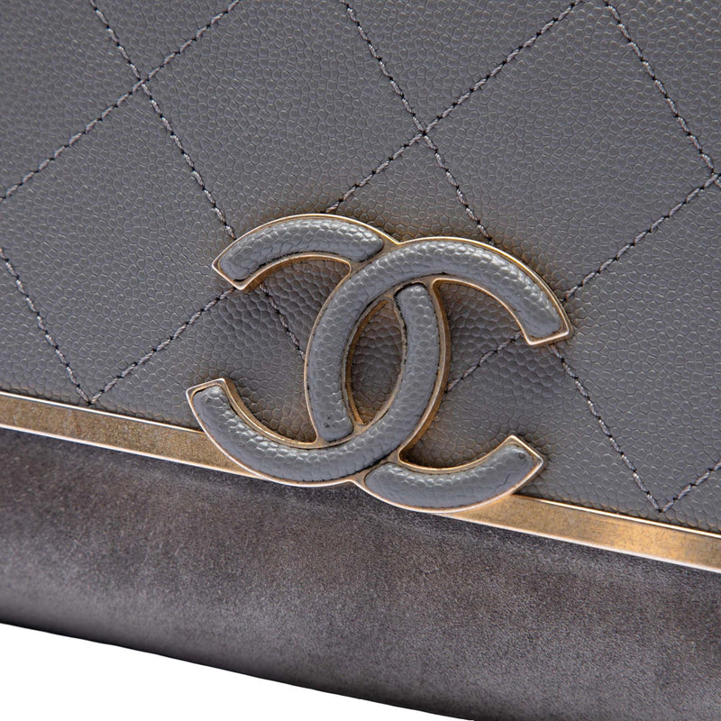 Small CC Stitched Caviar and Suede Lady Coco Flap - Image 5