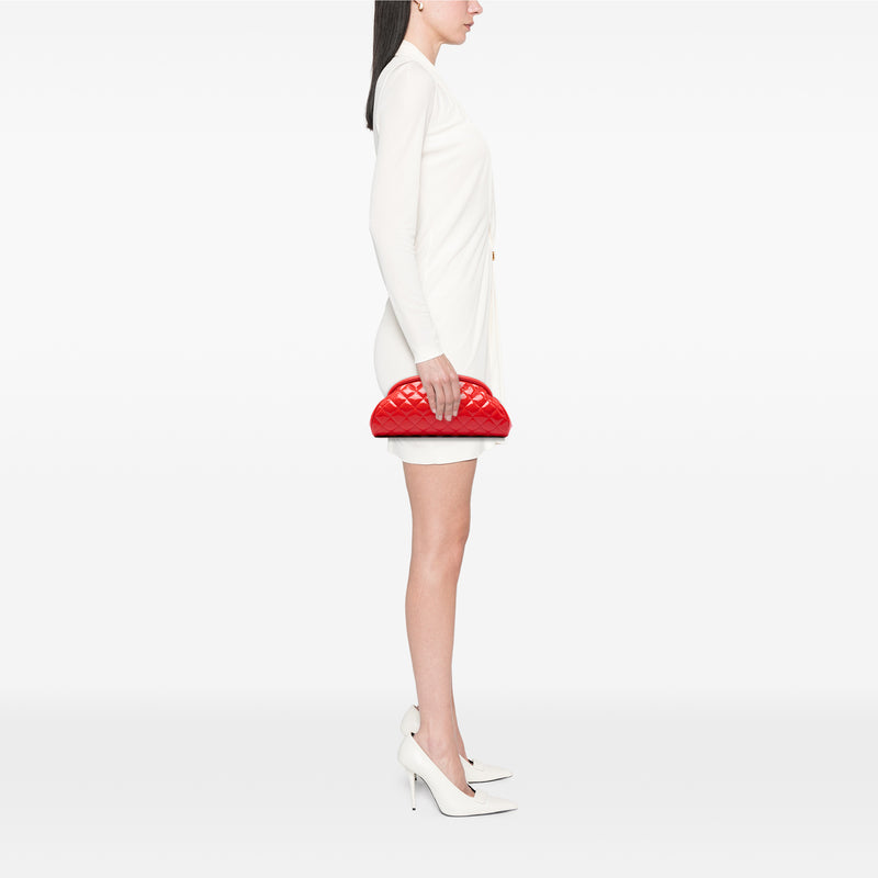 Quilted Patent Timeless Kiss Lock Clutch - Image 5