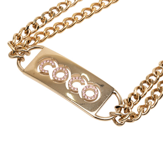 Gold Plated Strass Coco Plaque Double Chain Belt - Image 1
