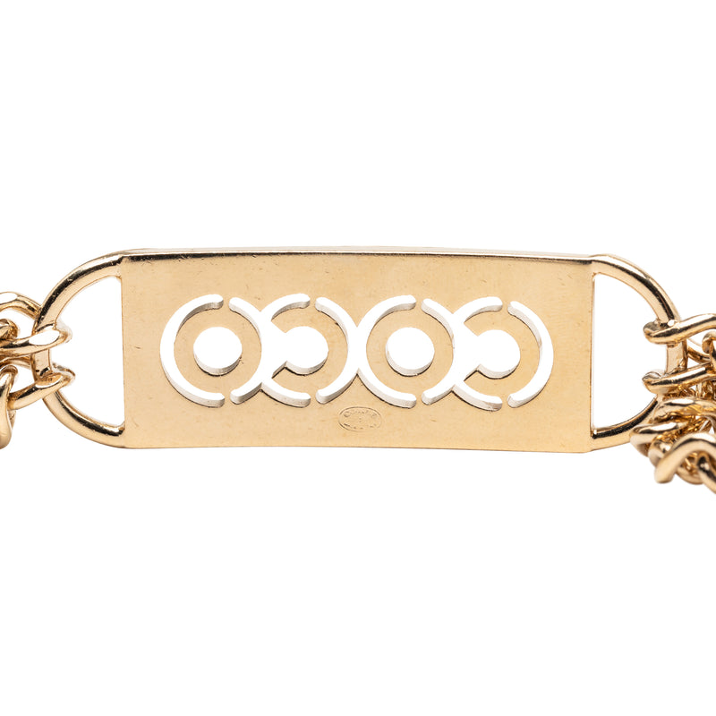 Gold Plated Strass Coco Plaque Double Chain Belt - Image 2