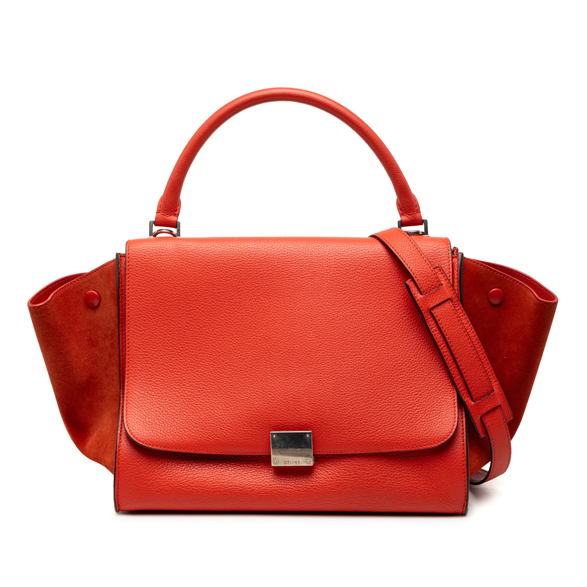 Medium Drummed Calfskin and Suede Trapeze Satchel - Image 1