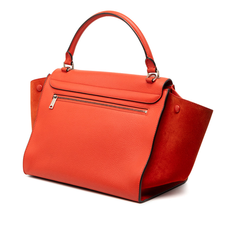 Medium Drummed Calfskin and Suede Trapeze Satchel - Image 2