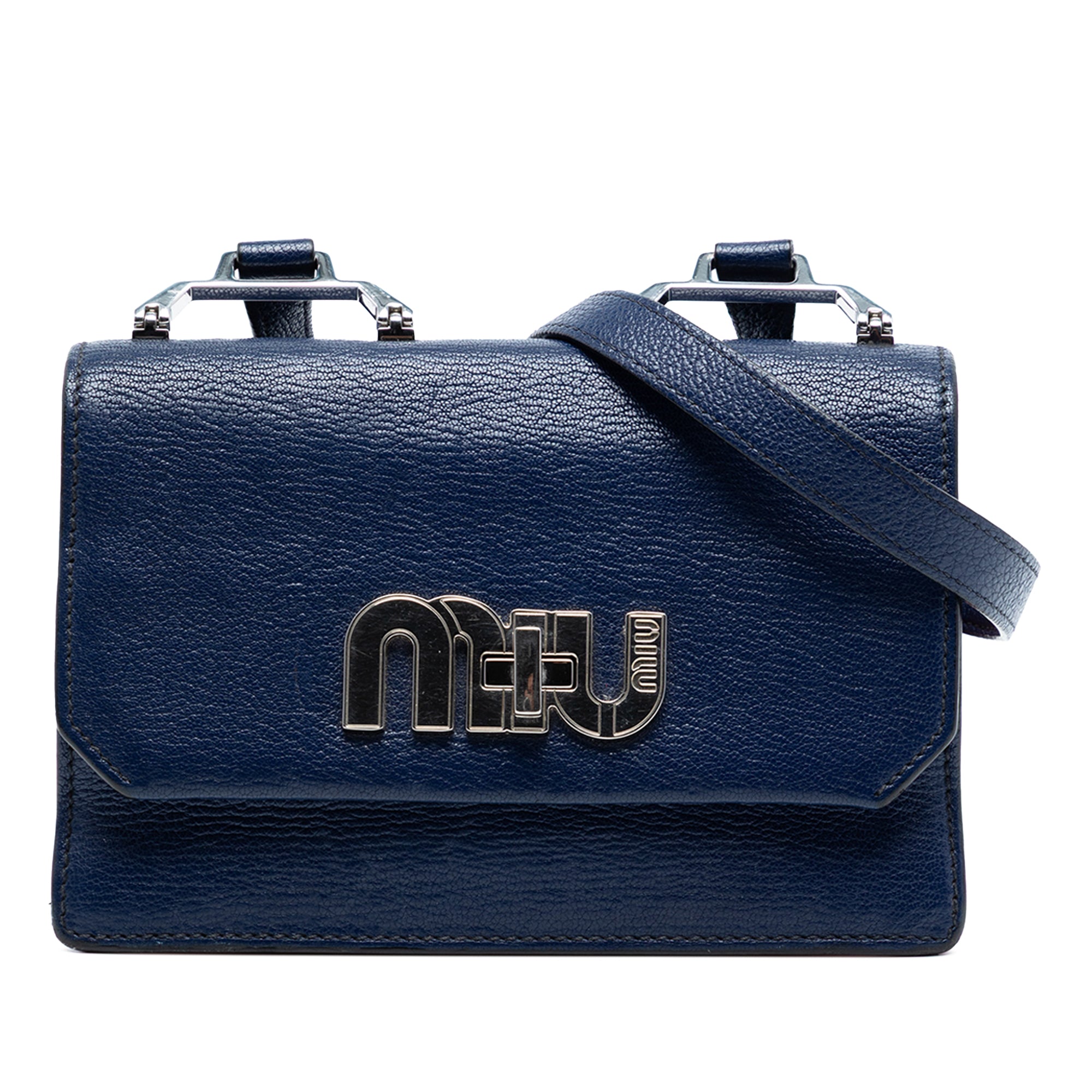 Goatskin Madras Miu Logo Crossbody - Image 1