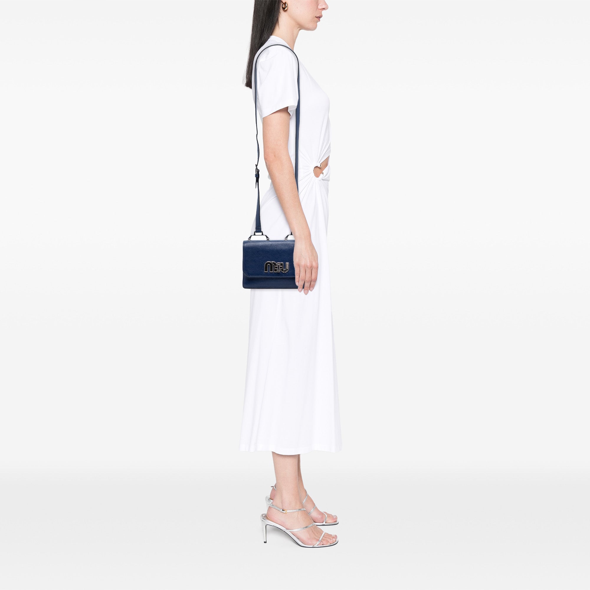 Goatskin Madras Miu Logo Crossbody - Image 6