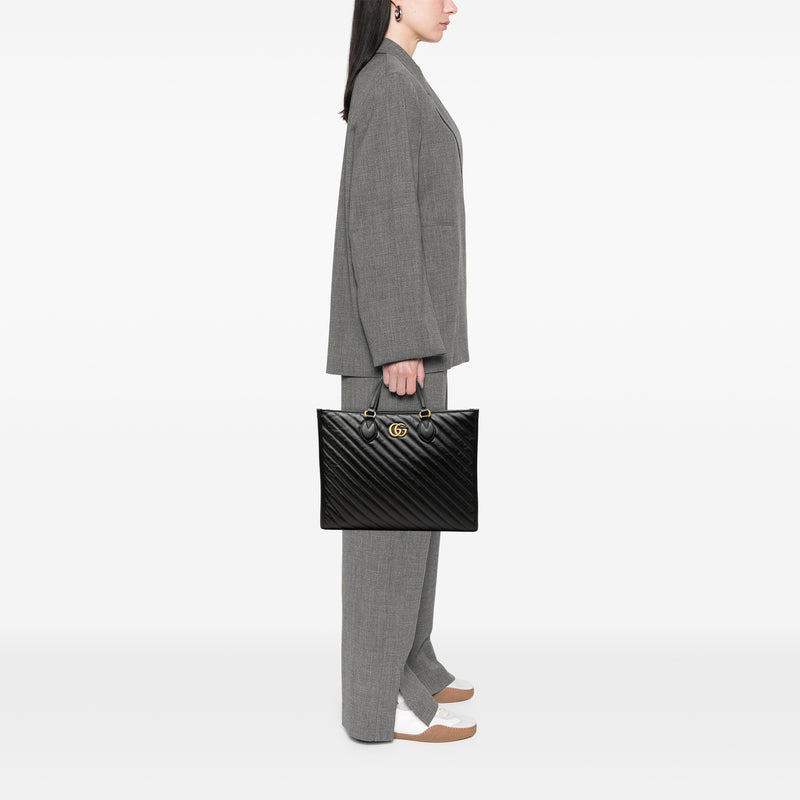 Medium GG Marmont Matelasse Diagonal Calfskin Shopping Tote - Image 6