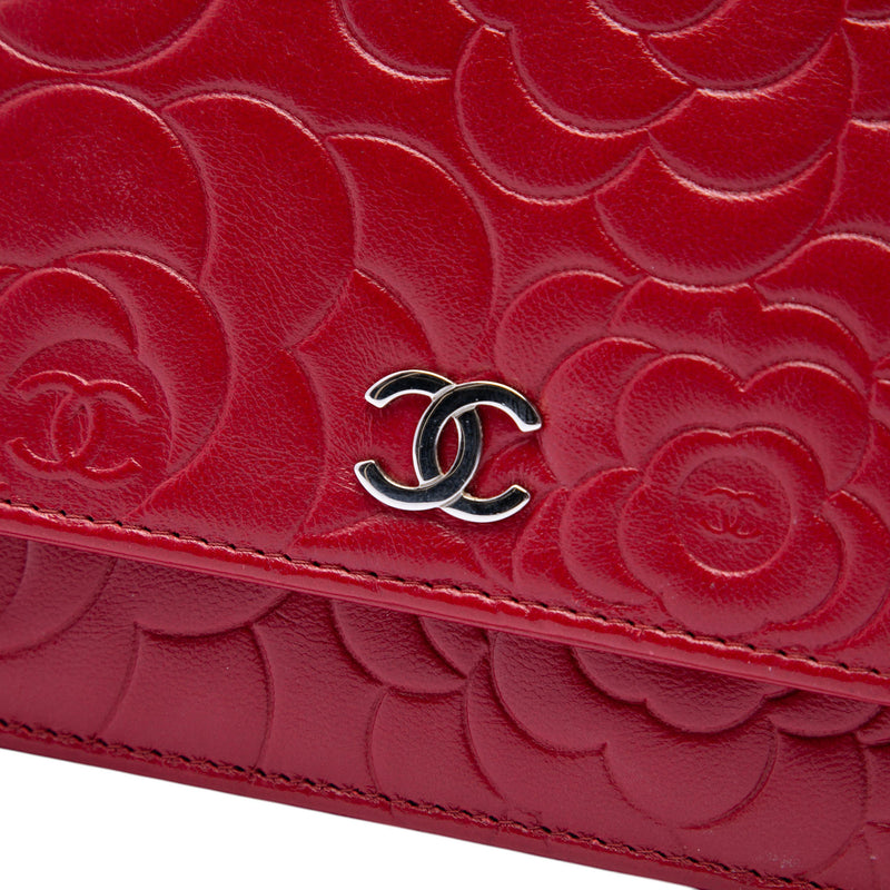 CC Embossed Lambskin Camellia Wallet On Chain - Image 5