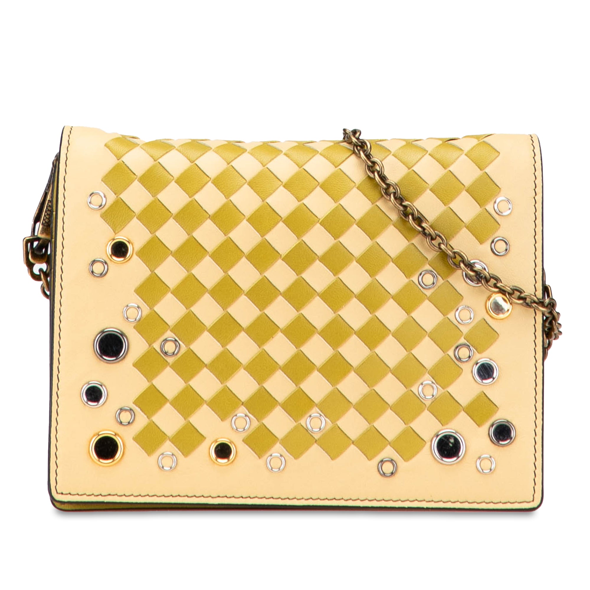 Nappa Intrecciato Studded Wallet on Chain - Image 1