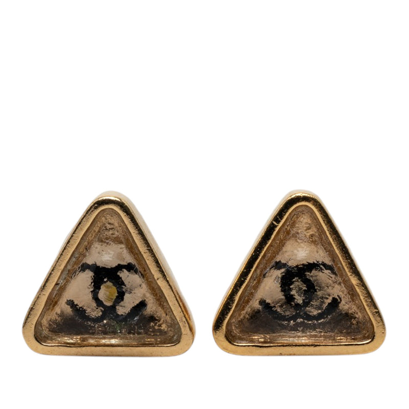 CC Gold Plated Gripoix Triangle Push Back Earrings