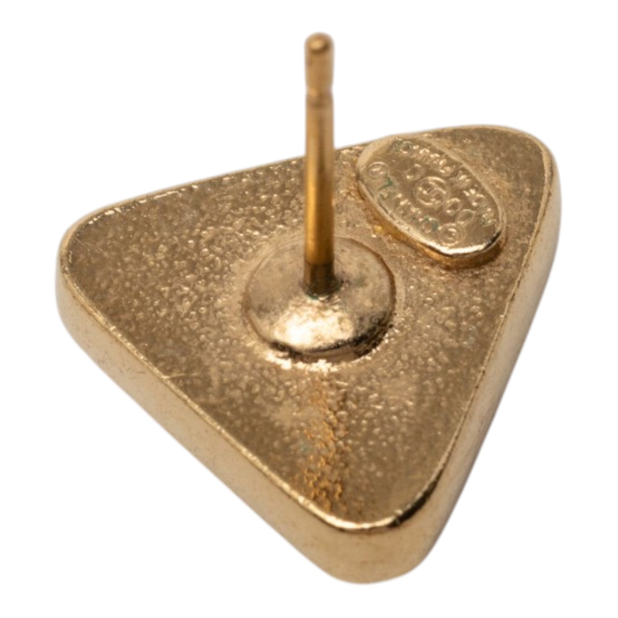 CC Gold Plated Gripoix Triangle Push Back Earrings - Image 3