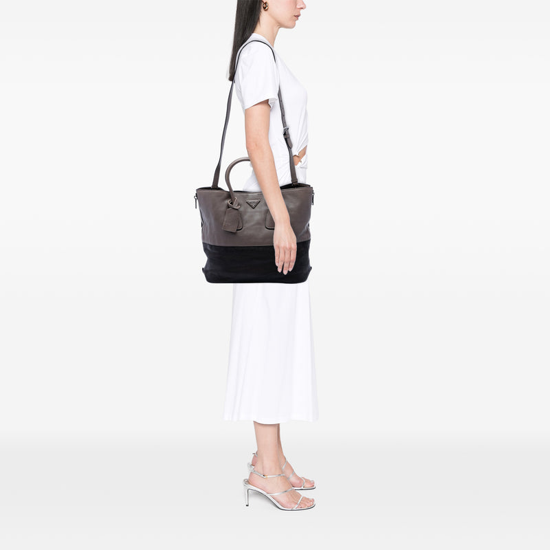 Bicolor Cervo Deerskin Side Zip Convertible Tote - Image 6