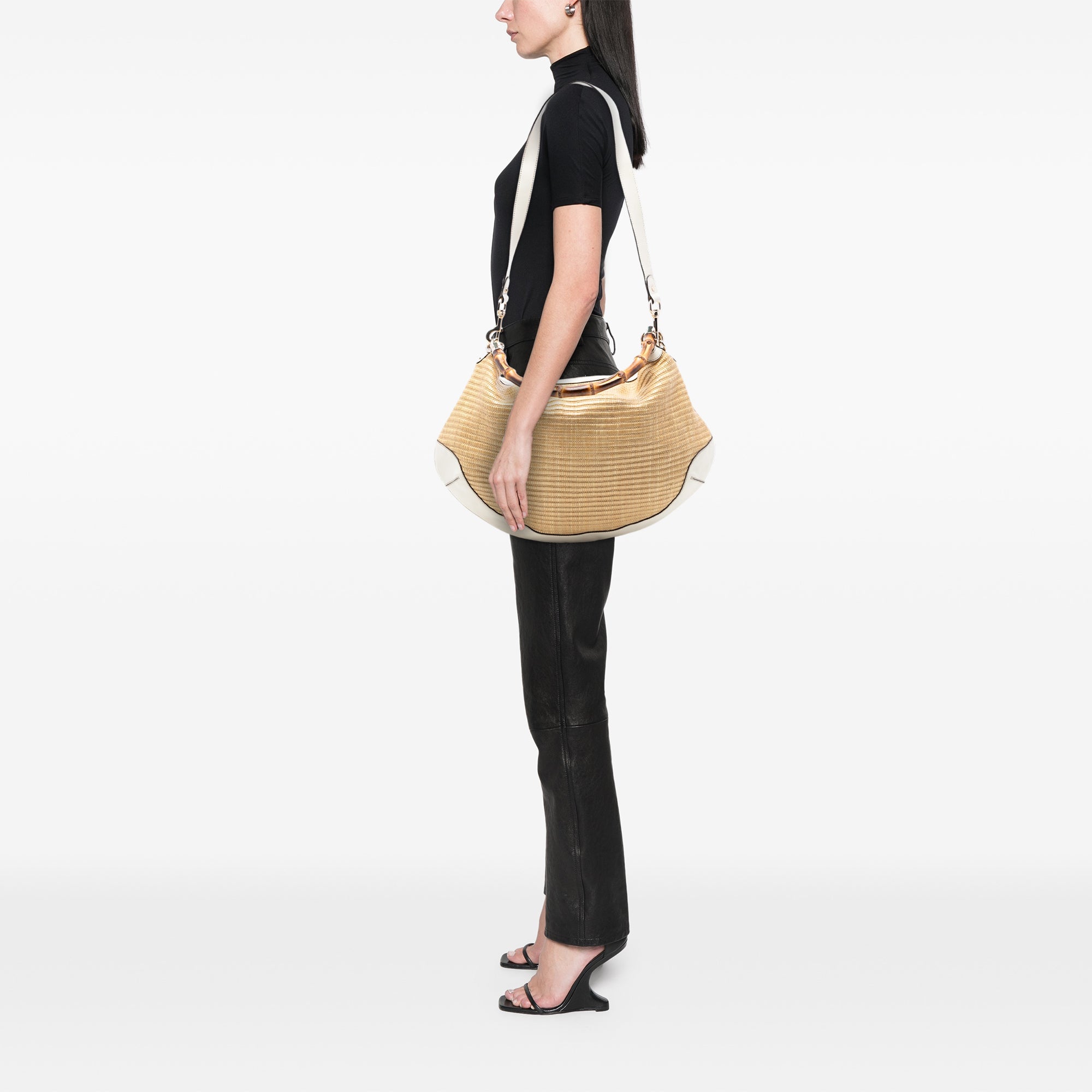Raffia Peggy Bamboo Hobo - Image 7