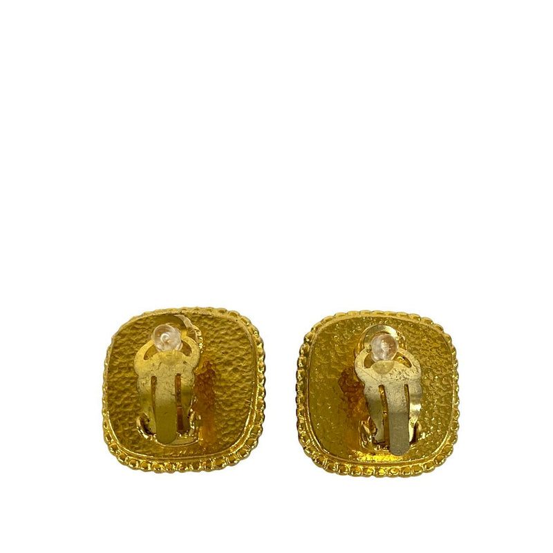 CC Gold Plated Enamel Square Clip On Earrings - Image 2