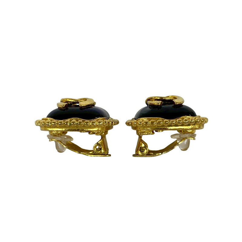 CC Gold Plated Enamel Square Clip On Earrings - Image 3