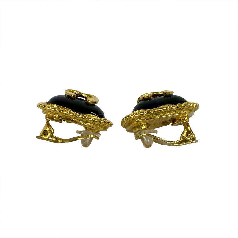 CC Gold Plated Enamel Square Clip On Earrings - Image 4