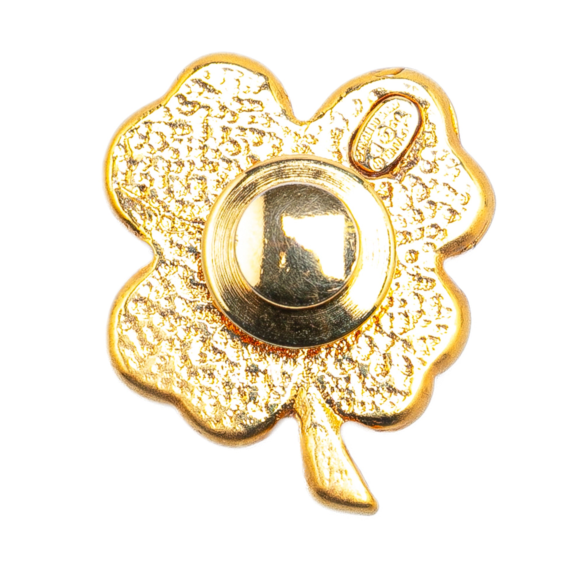Gold Plated Resin Four Leaf Clover Brooch - Image 2